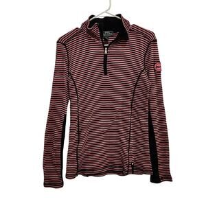 Lauren Ralph Lauren Active Pink Striped Long Sleeve Quarter Zip Activewear Top M